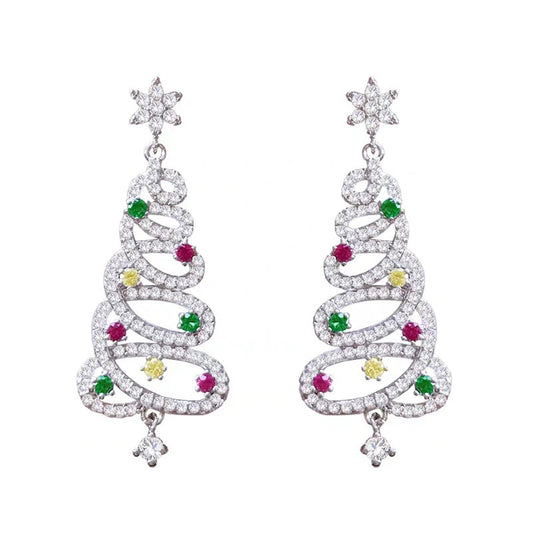 Weihnachtsbaum-Ohrringe mit Strass