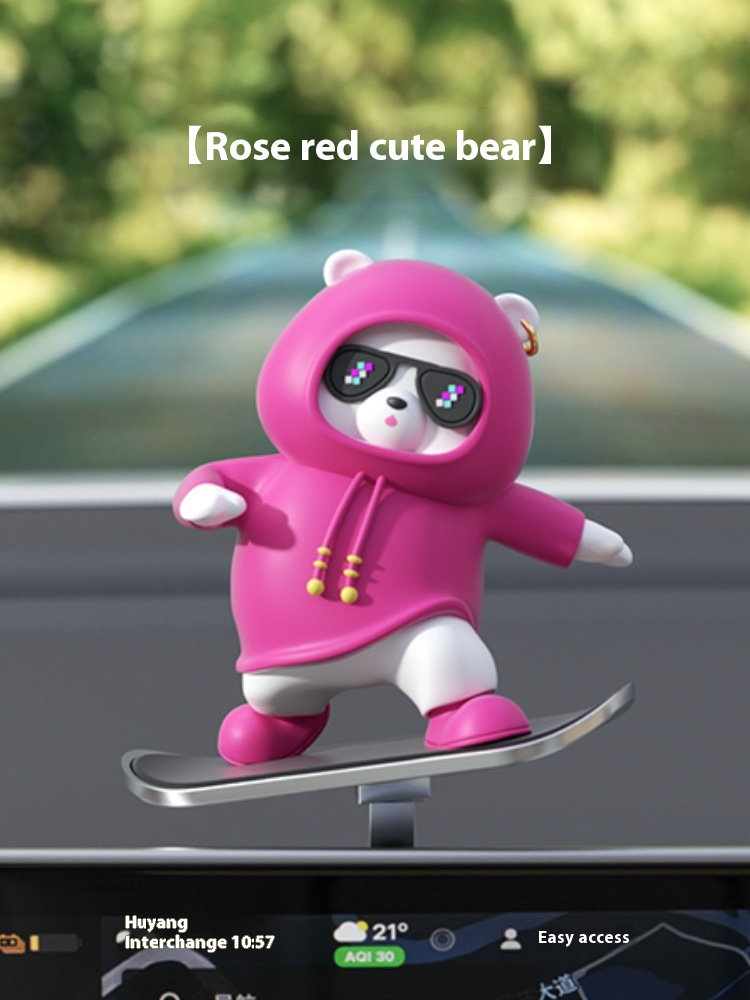 Ours de dessin animé pour voiture de skateboard