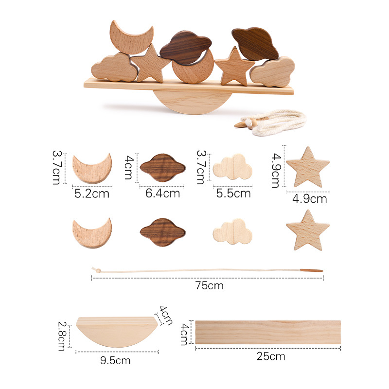 Jouet d'équilibre en bois Montessori à empiler avec des animaux