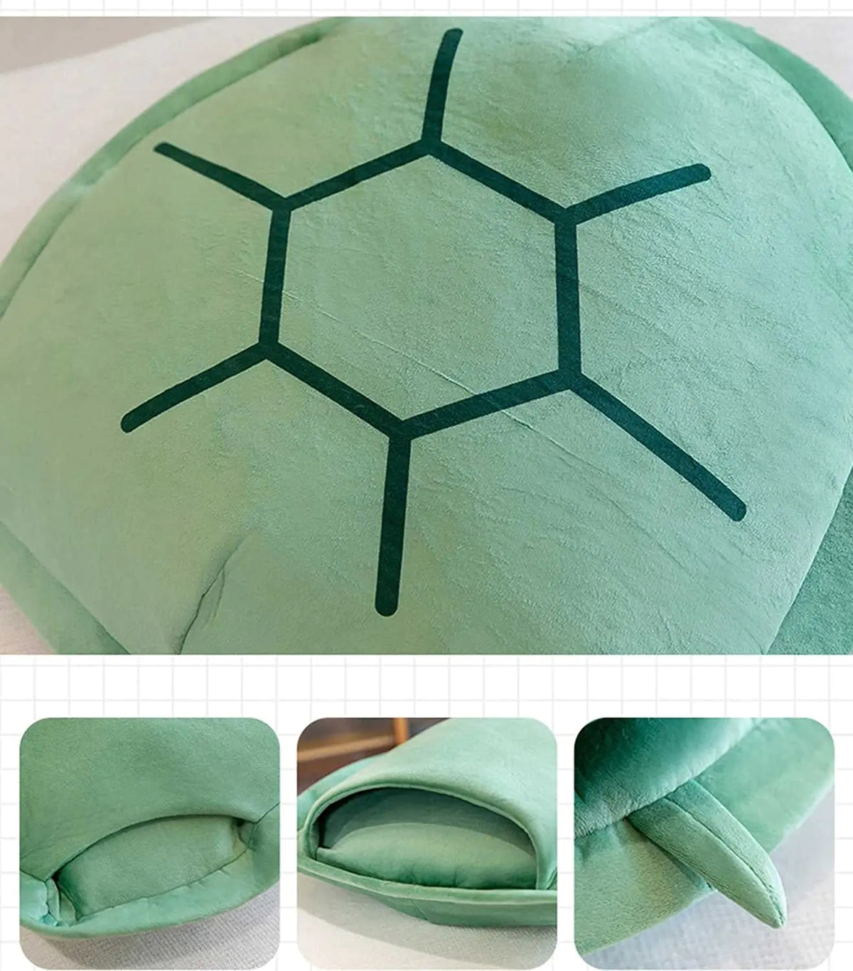 Oreillers verts portables en forme de carapace de tortue