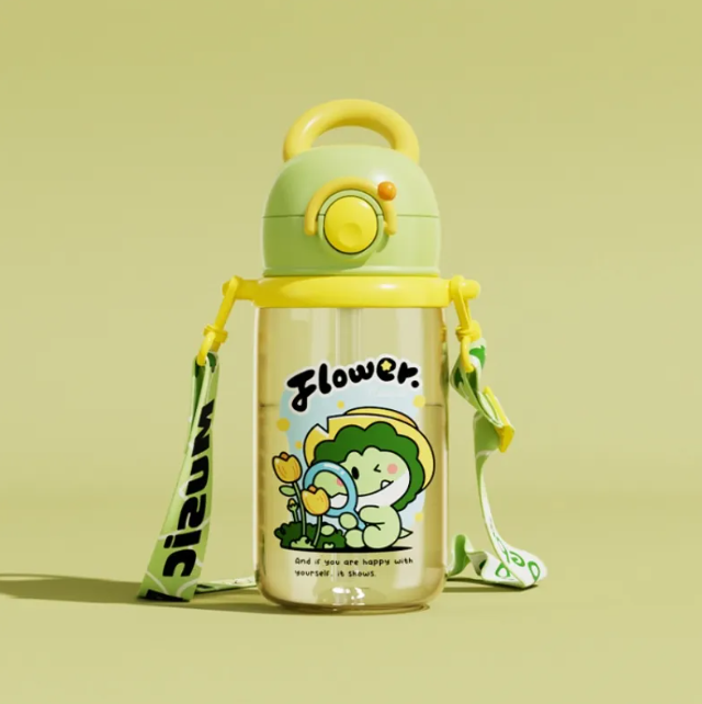 Walfisch-Cartoon-Trinkflasche für Kinder mit Taucher-Fontäne – Tritan auslaufsicherer Becher (verschiedene Größen und Farben)