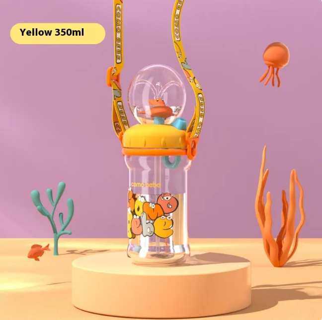 Walfisch-Cartoon-Trinkflasche für Kinder mit Taucher-Fontäne – Tritan auslaufsicherer Becher (verschiedene Größen und Farben)
