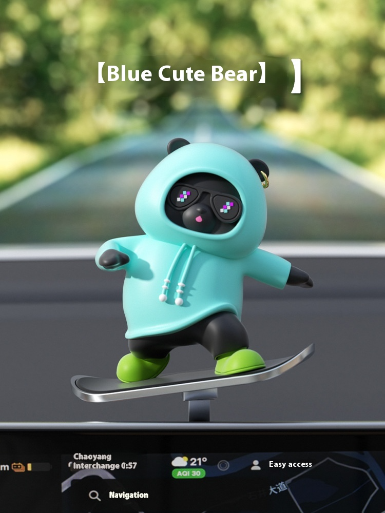 Ours de dessin animé pour voiture de skateboard