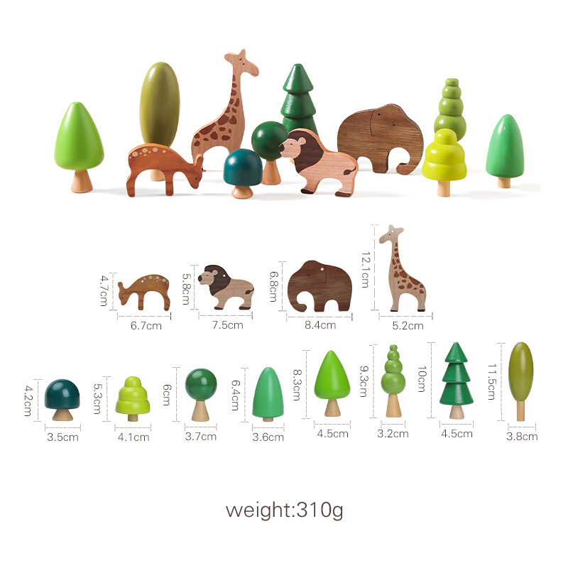 Jouet d'équilibre en bois Montessori à empiler avec des animaux