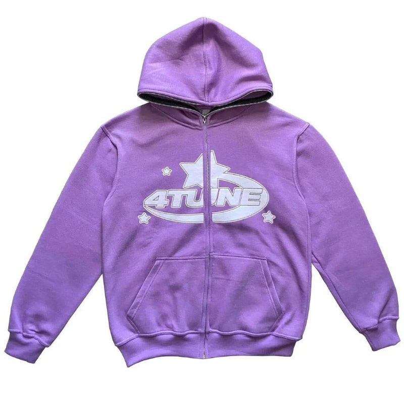 Sweats à capuche zippés imprimés étoiles