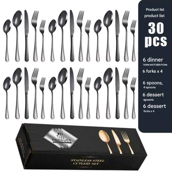 Elegant Black Stainless Steel Cutlery Set