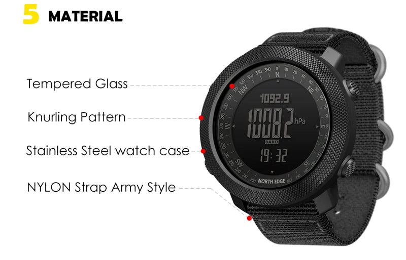 NORTH EDGE Men's Sport Digital Watch Hours Running Swimming Military Army Watches Altimeter Barometer Compass Waterproof 50m - Novli; Another thing you didn’t know you needed. ✨