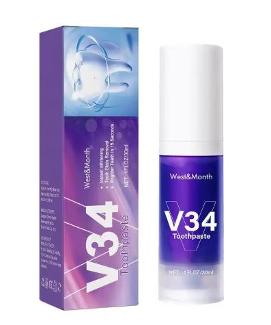 West&Month V34 toothpaste packaging on a white background