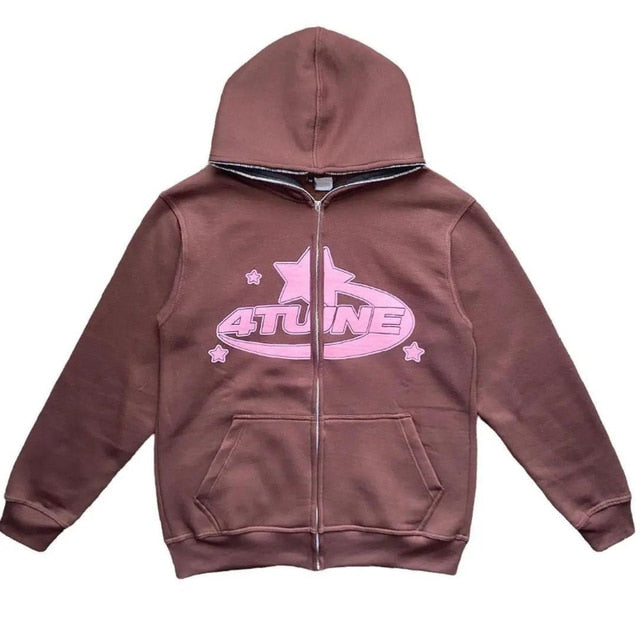 Sweats à capuche zippés imprimés étoiles